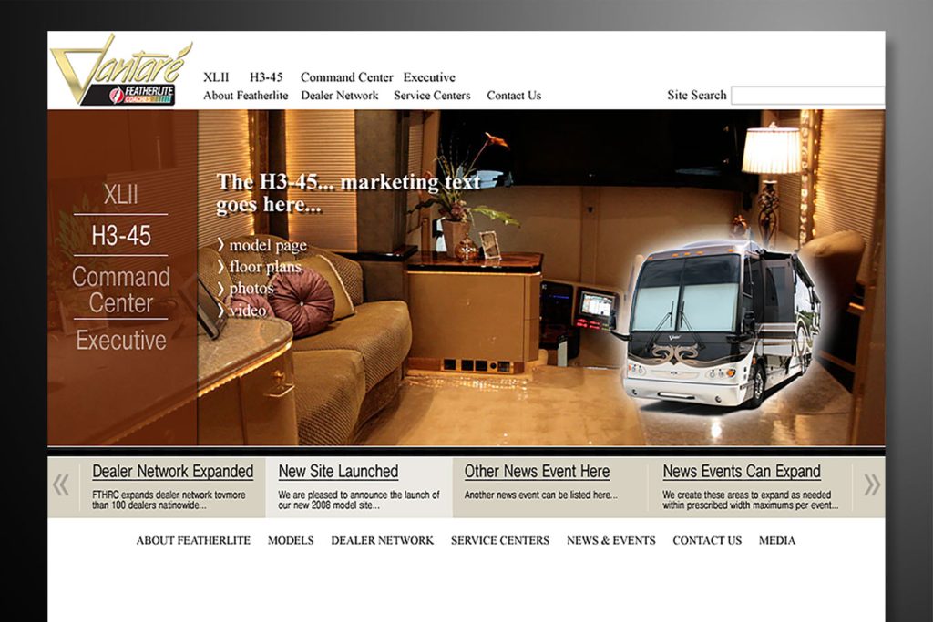 Web Design - Vantare & Featherlite Coaches